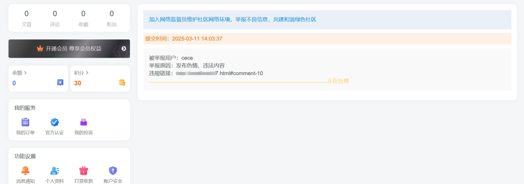 图片[3] - 子比主题 – 用户中心增加我的投诉页面（三款） - 诺守博客